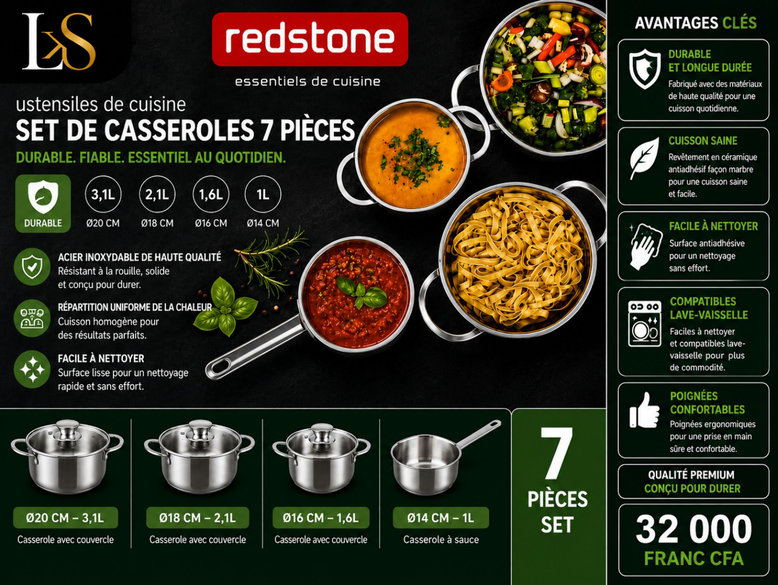 Set de casseroles 7 pièces