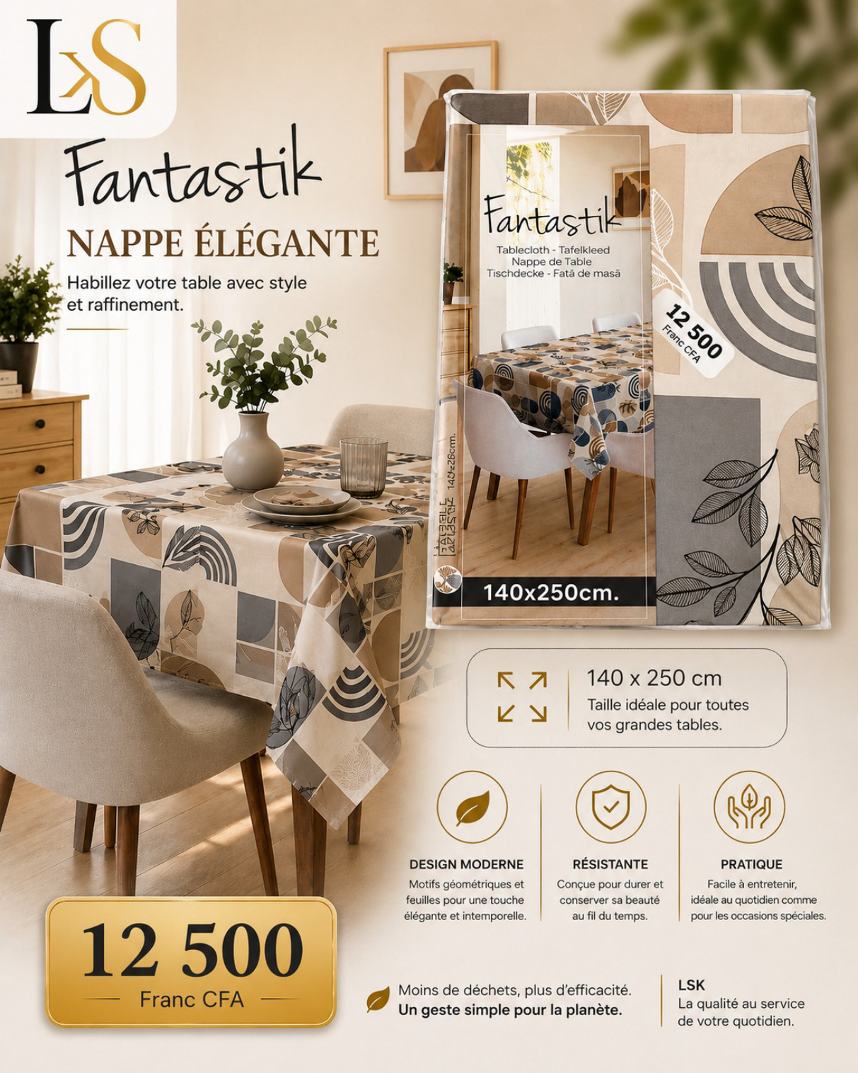 Nappe élégante Fantastik 140 x 250 cm