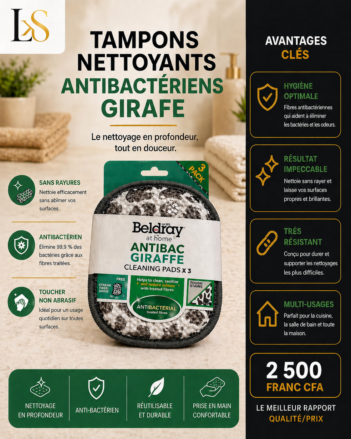 Tampons nettoyants antibactériens Girafe