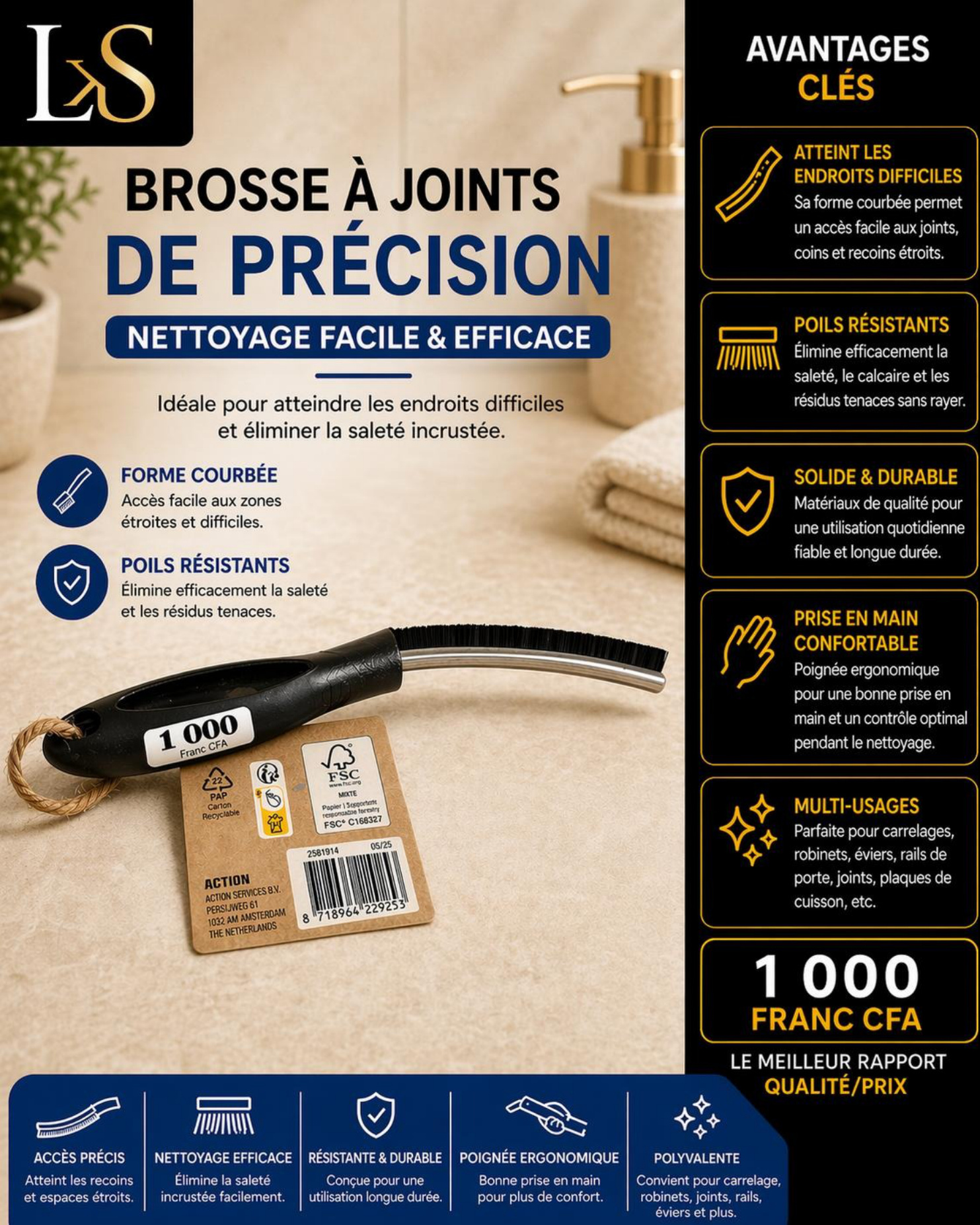 Brosse à joints de précision