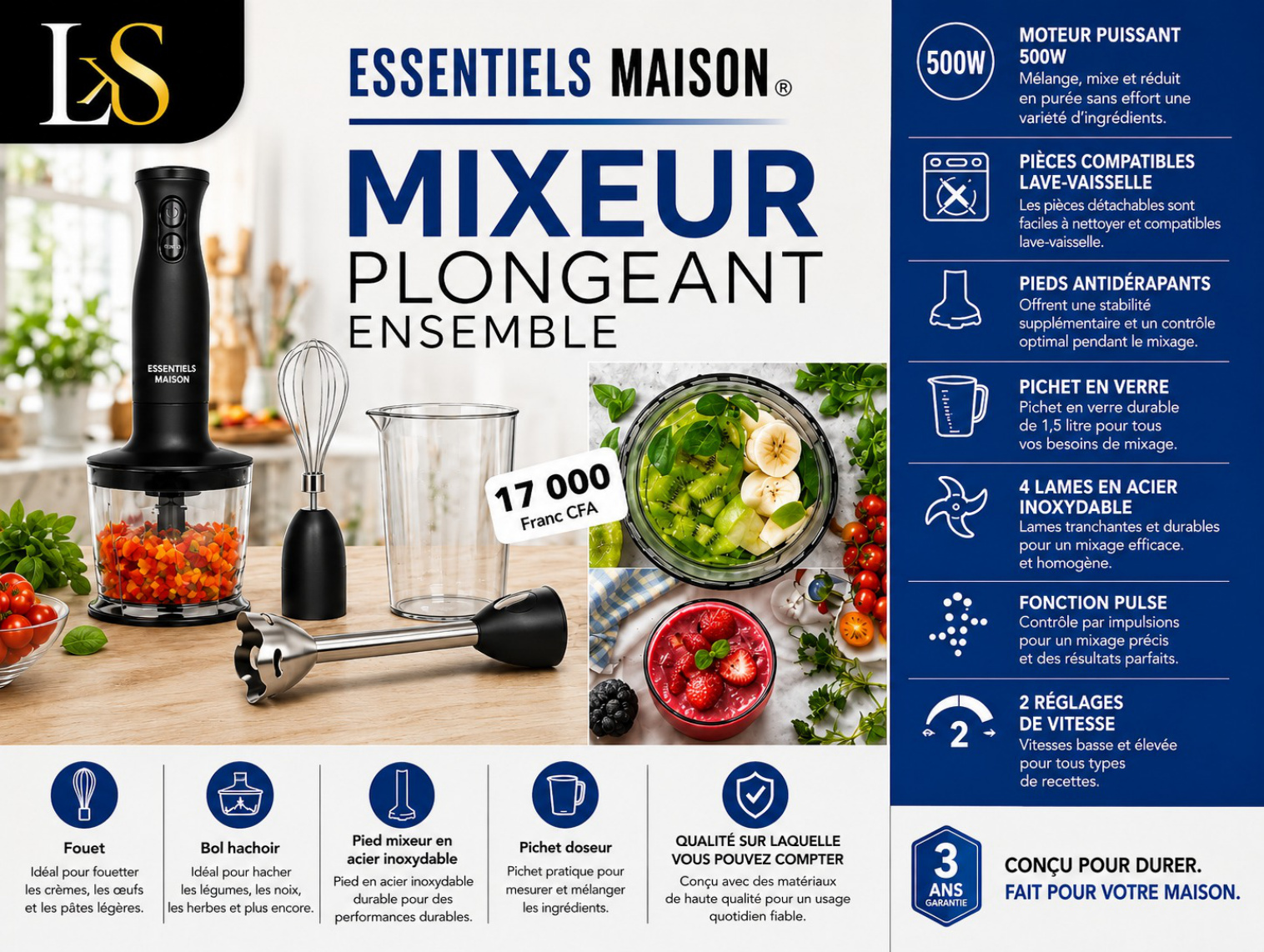 Mixeur plongeant ensemble