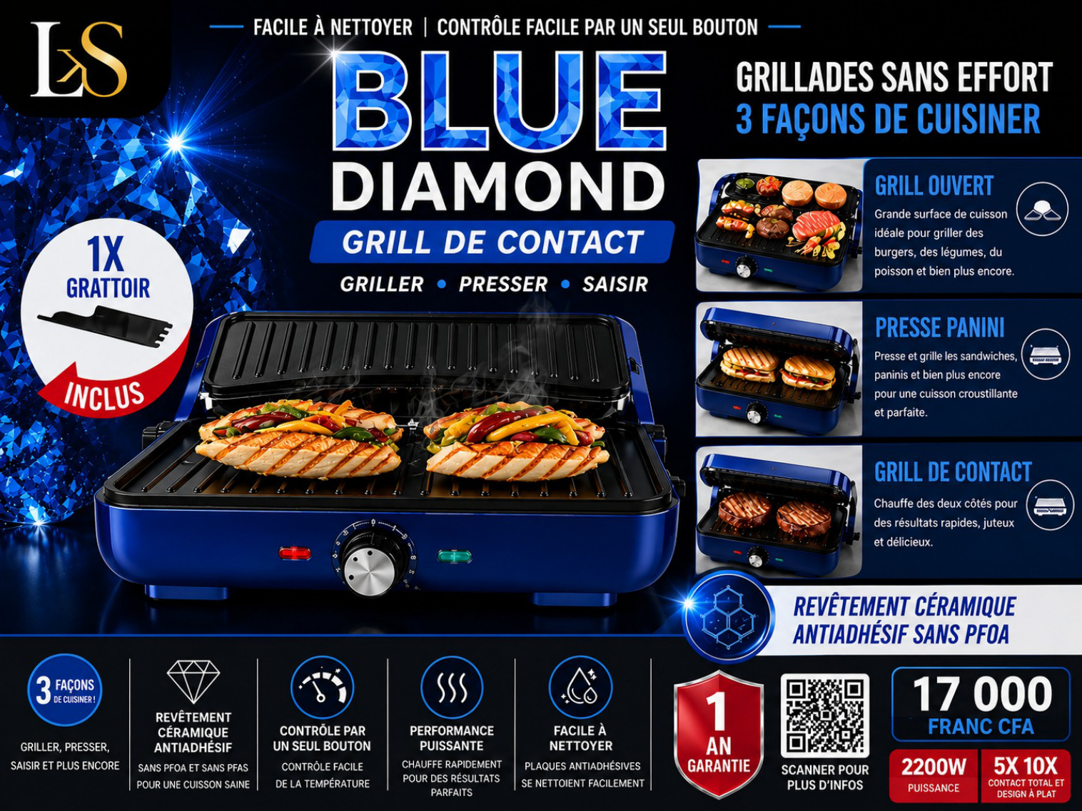 Grill de contact Blue Diamond